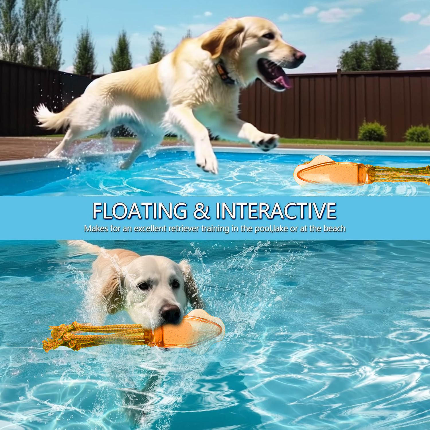 Good Design Dog Floating Toys - Interactive TPR Sea Creature Rope Chew - Outdoor Fetch for Summer