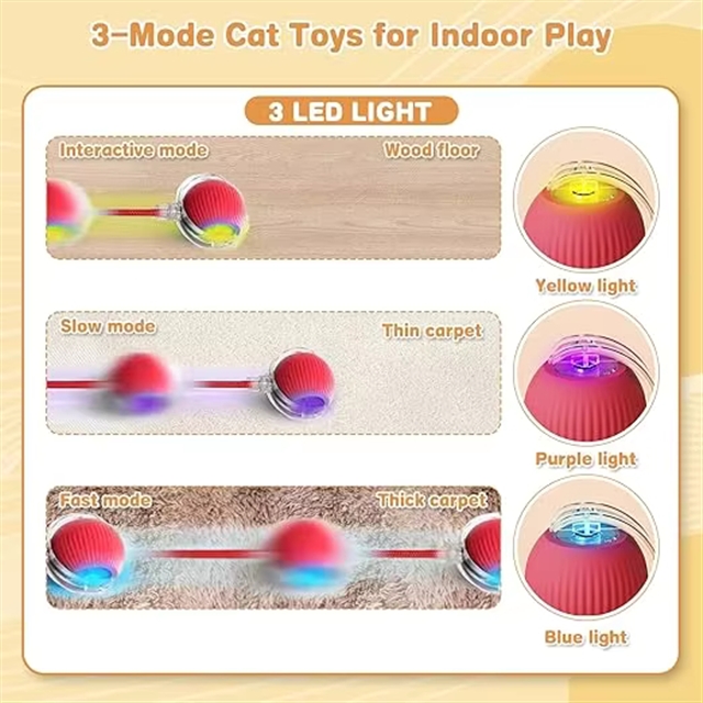 Automatic Rolling Cat Toy Ball Smart Electric Interactive Motion Activate Pet Supplies Rechargeable Anti Bite Indoor Cat Play