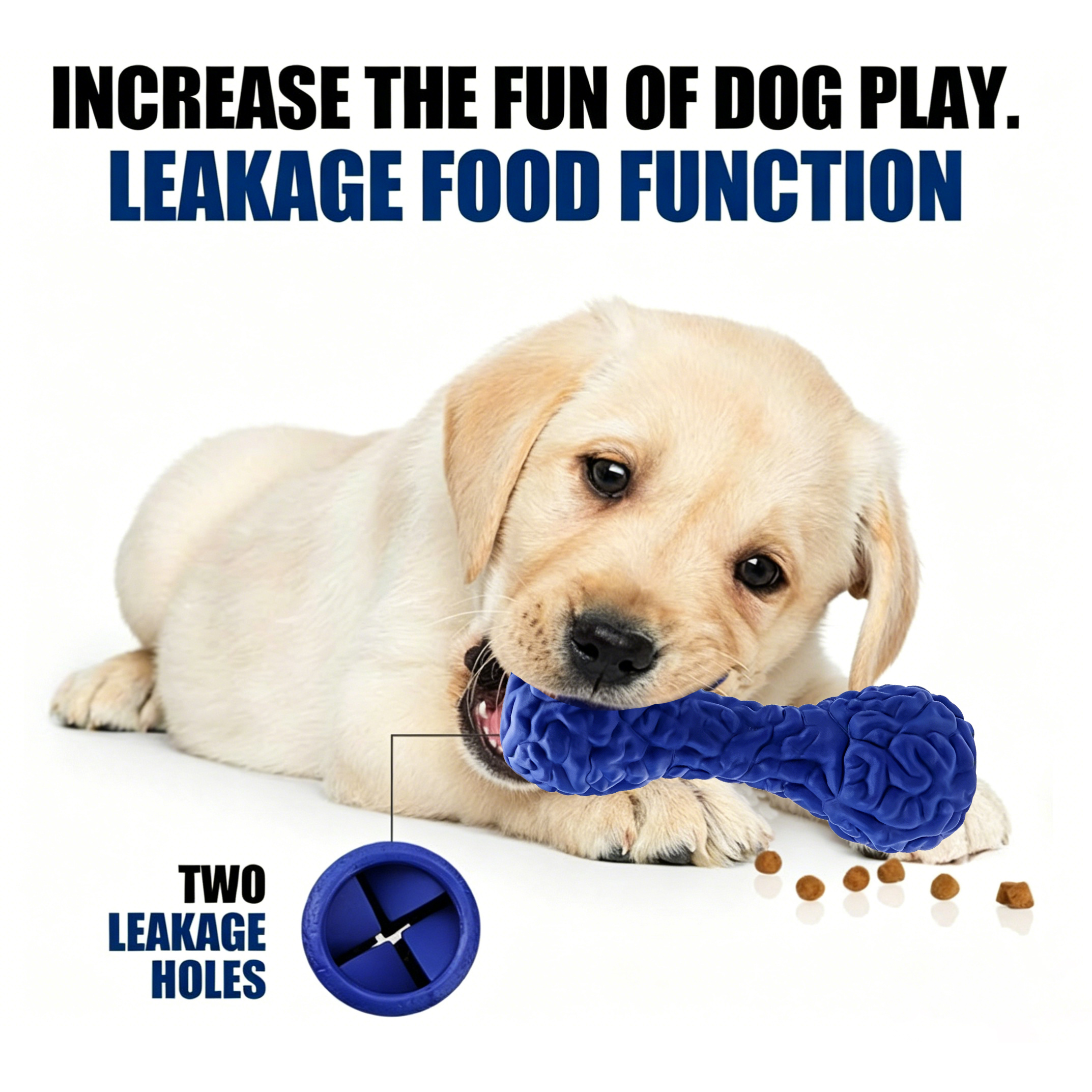 Durable Dog Training Treat Puzzle Toy Eco-Friendly Modern Dumbbell Shaped Big Size Multi-Color Indoor/Outdoor Use Rubber