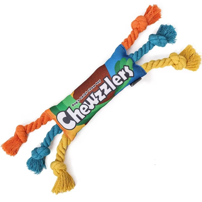 Rainbow Twisty Candy Shape Cotton Rope Chew Toy for Dogs
