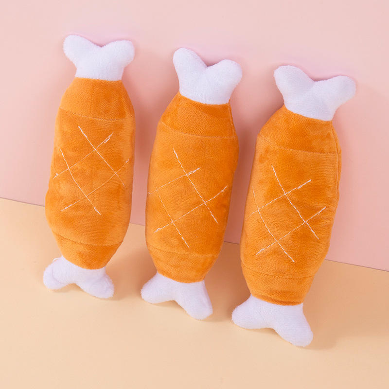 Wholesale Interactive Squeak Outdoor Dog Toys Grinding Dog Teeth Chicken Drums Chewing Plush Dog Toys