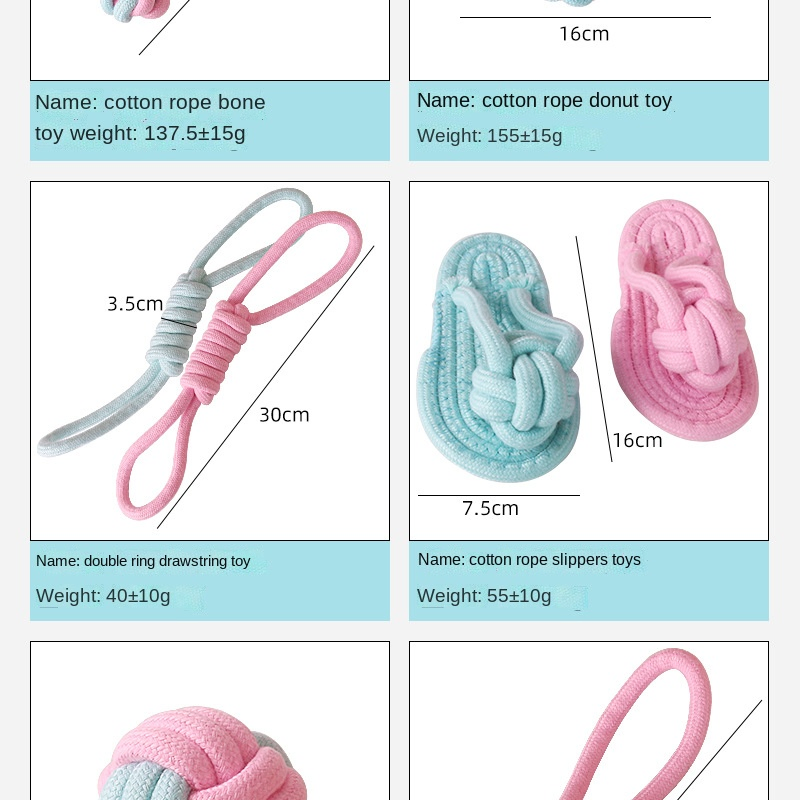 Candy-Colored Teething Stick Set Woven Cotton Rope Dog Toy Pet Supplies