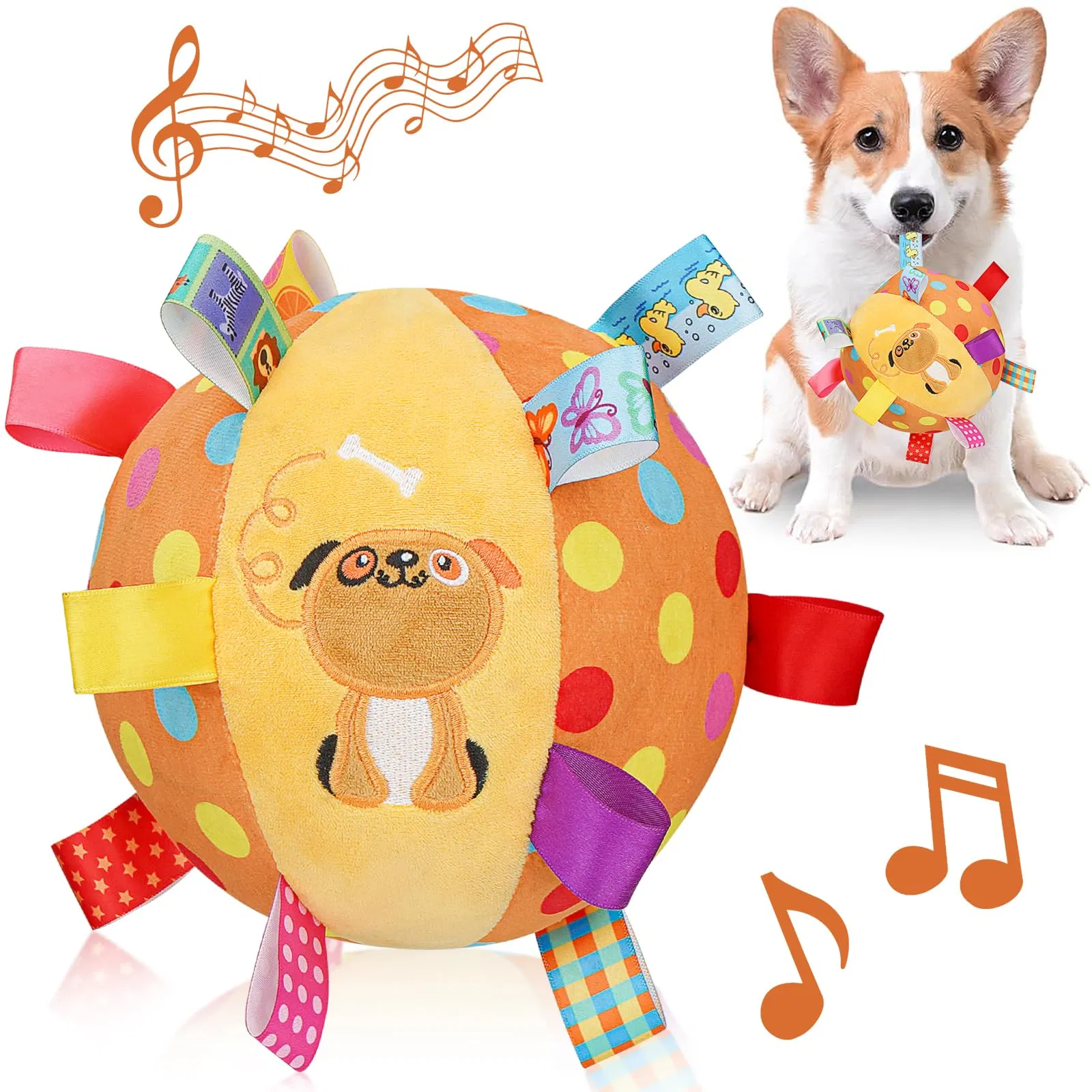 Wholesale OEM ODM 6-Inch Soft Stuffed Dog Squeaky Plush Toy Ball with Cotton Material and Bell