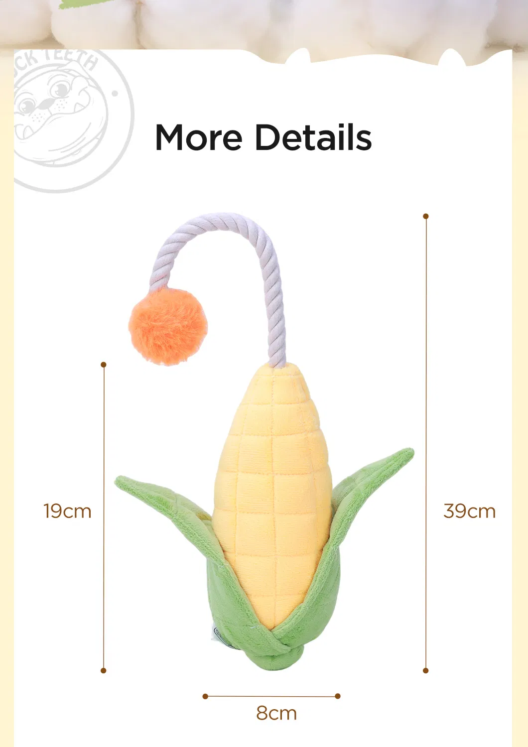 Pet Products Factory Custom Cute Corn Plush Dog Rope Chew Toy