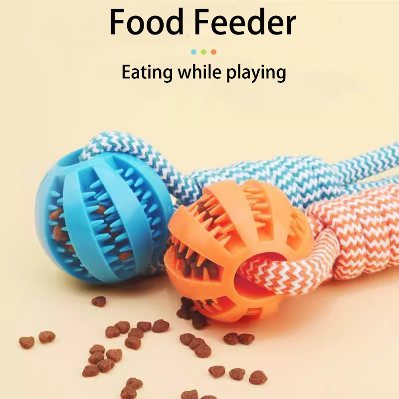 Lynpet Interactive Rubber Nylon Dog Rope Ball Toys Bite-resistant Watermelon Shaped Molar Cleaning Leak-proof Food Safe Puppies