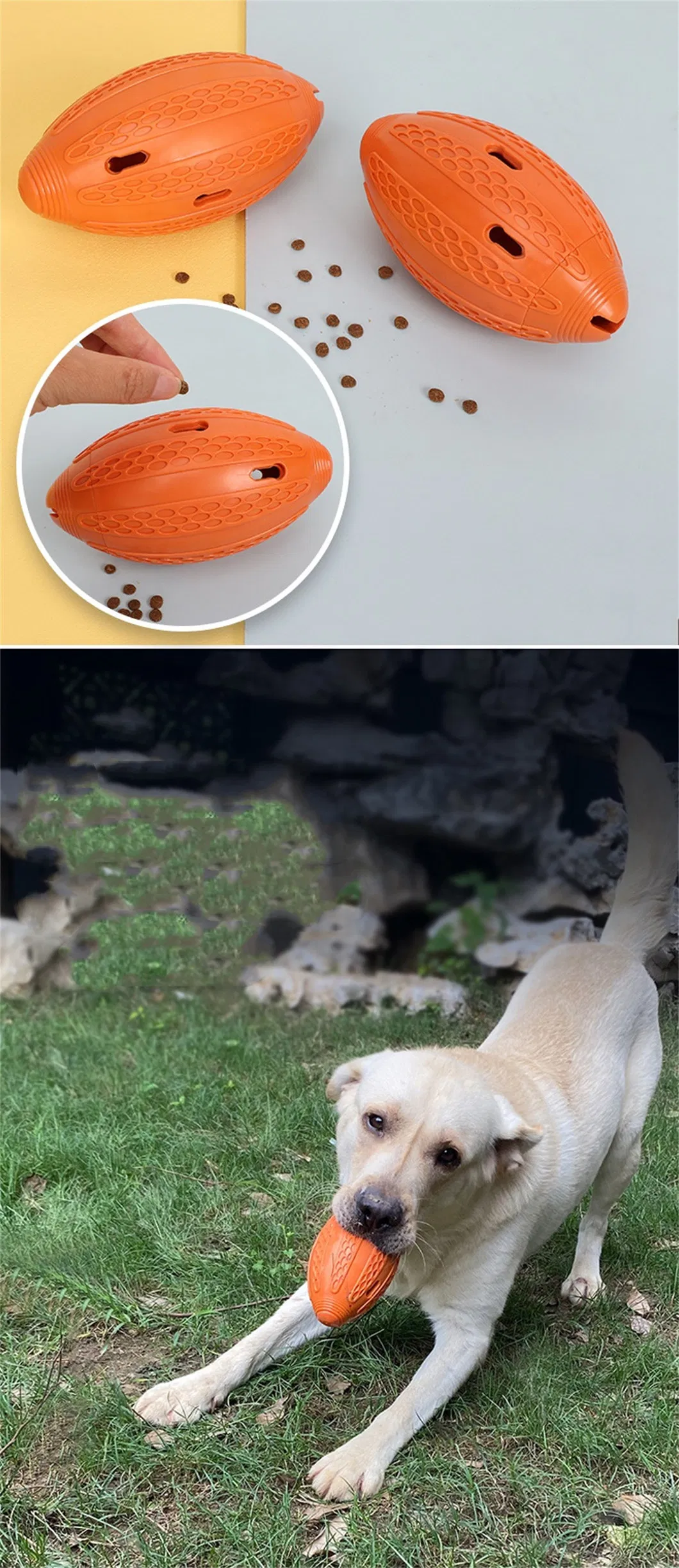 Durable Bite-Resistant Rubber Playing Puppy Chew Ball Safety Funny Football Dog Toy