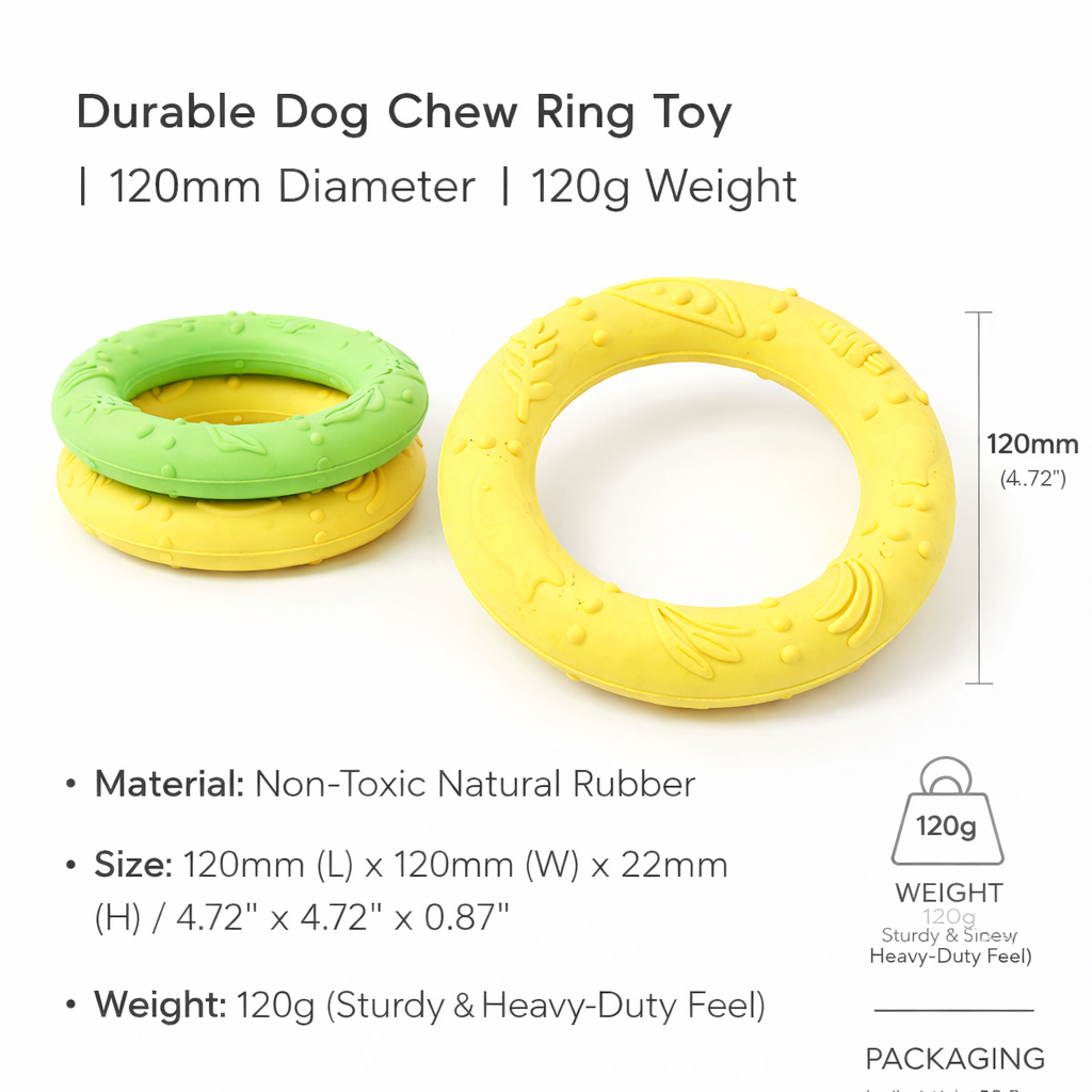 Natural Rubber 22mm Thick Smooth Edge Round Dog Chew Toy Bite Resistant Dog Chew Ring Toy Rubber Dog Chew Toy