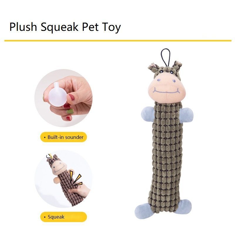 High Quality Durable Cute Cartoon Eco-Friendly Plush Dog Chew Toys French Bulldog Teething Relief Training Boredom Relief Sound