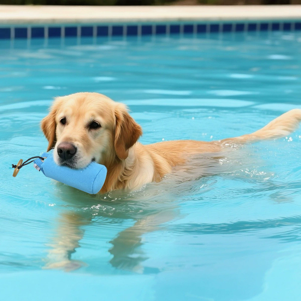 Floating Canvas Dog Training Dummy Bumper Plastic Pellet Filled Interactive Retrieval Toy for Water &amp; Land Training