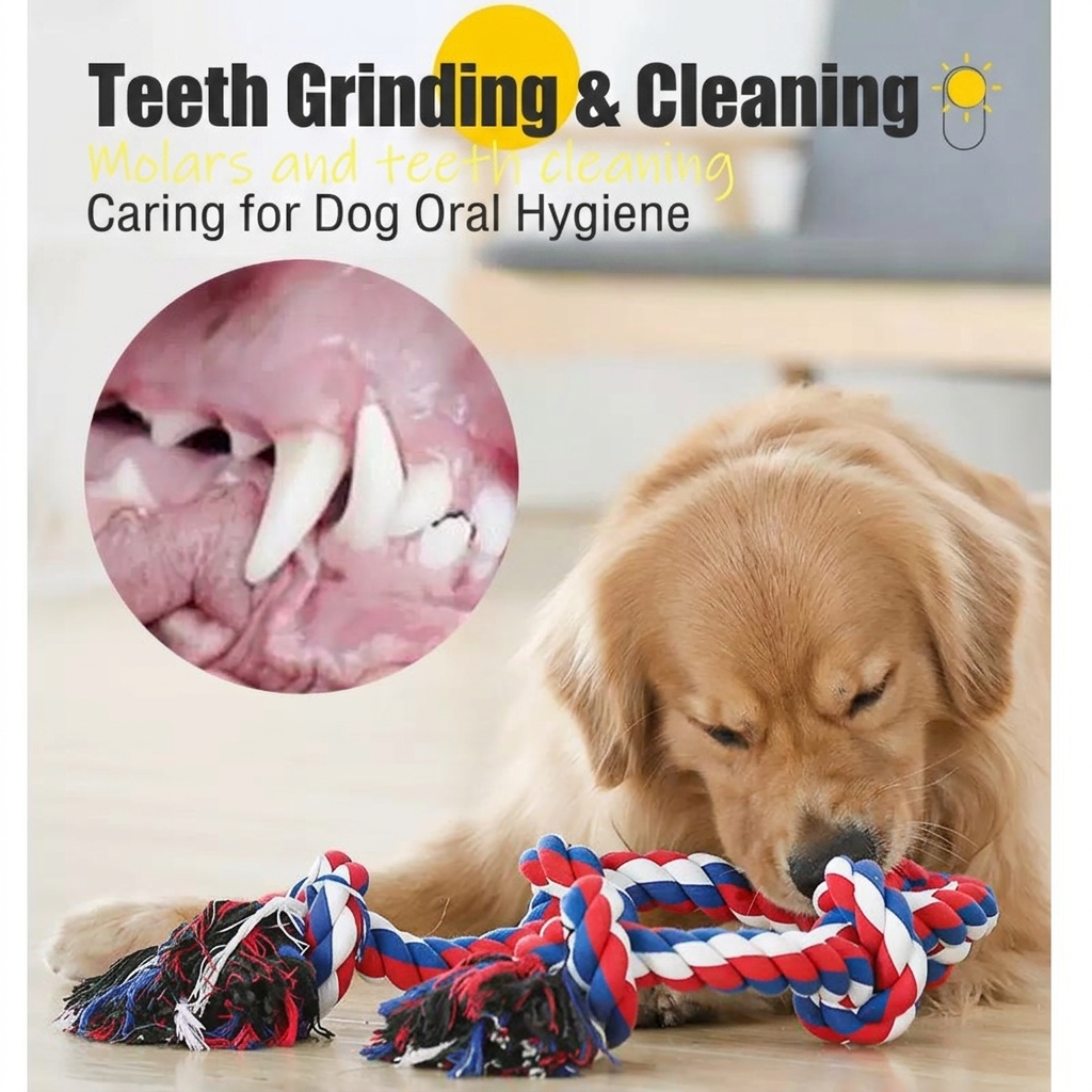 Human-Pet Interaction Durable Aggressive Chewers Heavy Duty Extra-long Cotton Rope Dog Teething Chew Toys for Large Breeds