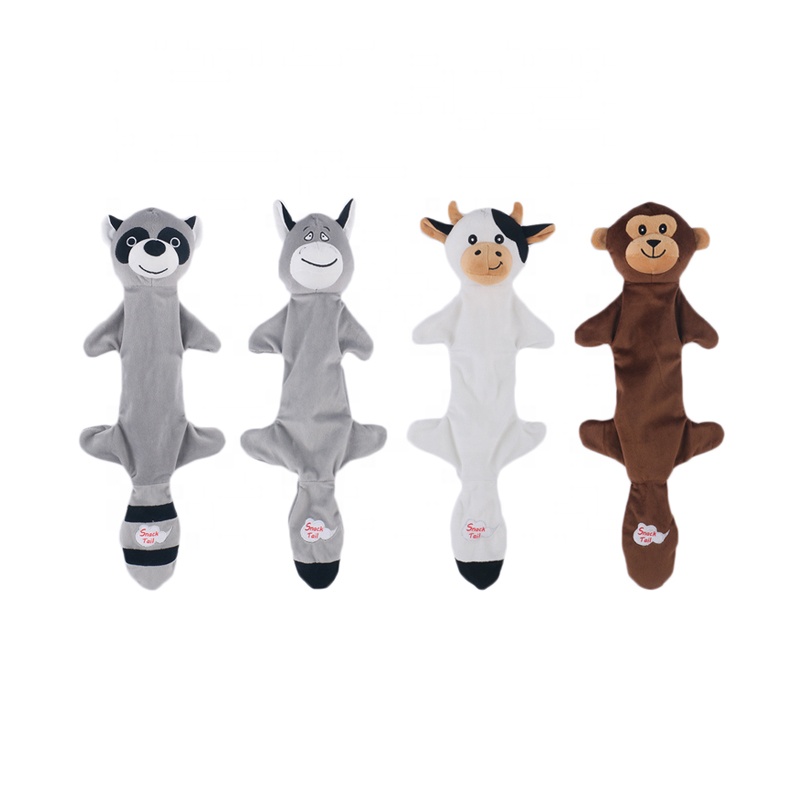 Eco Friendly Dog Toy Tail Interactive Skinny Animals Recycled Pet Toys With Snack Pocket