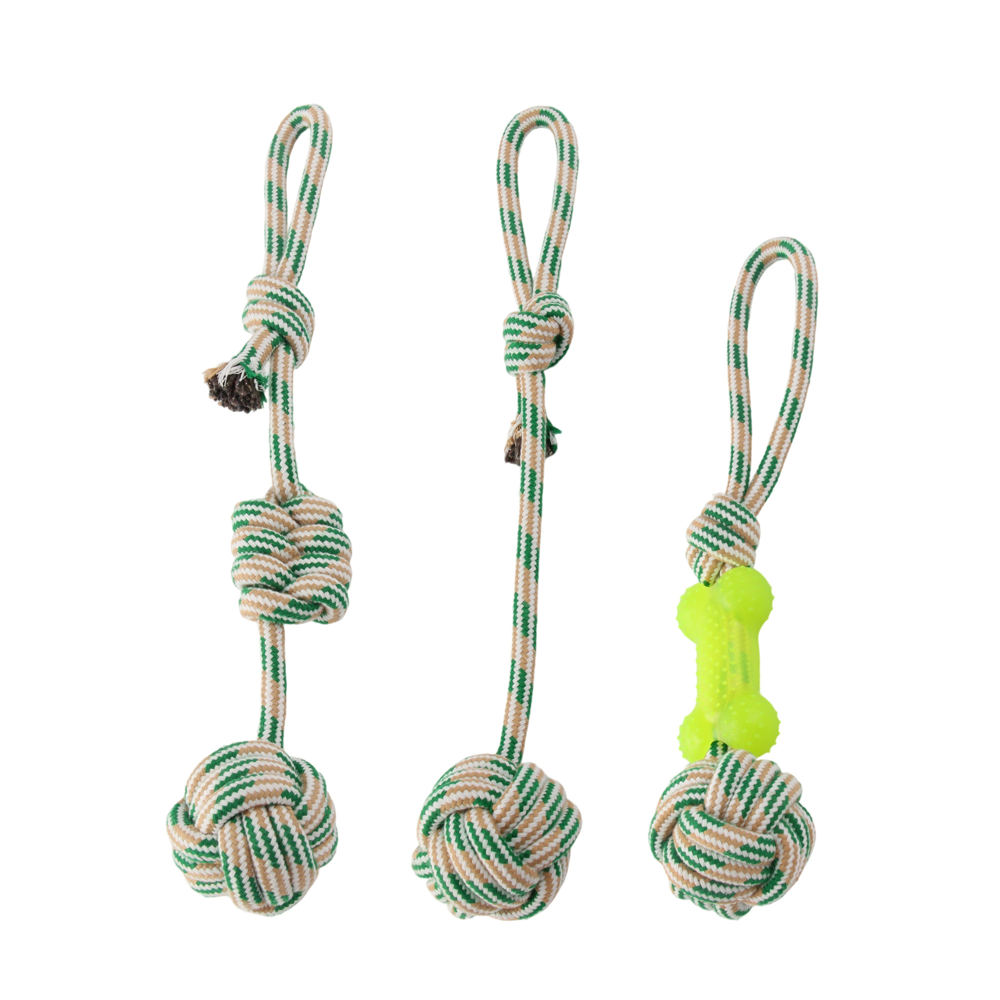 Nunbell Dog Toy Eco-Friendly Cotton Rope Chew Toys Set Durable Interactive Tug Natural Rubber Multi-Sized TUV Certified Custom