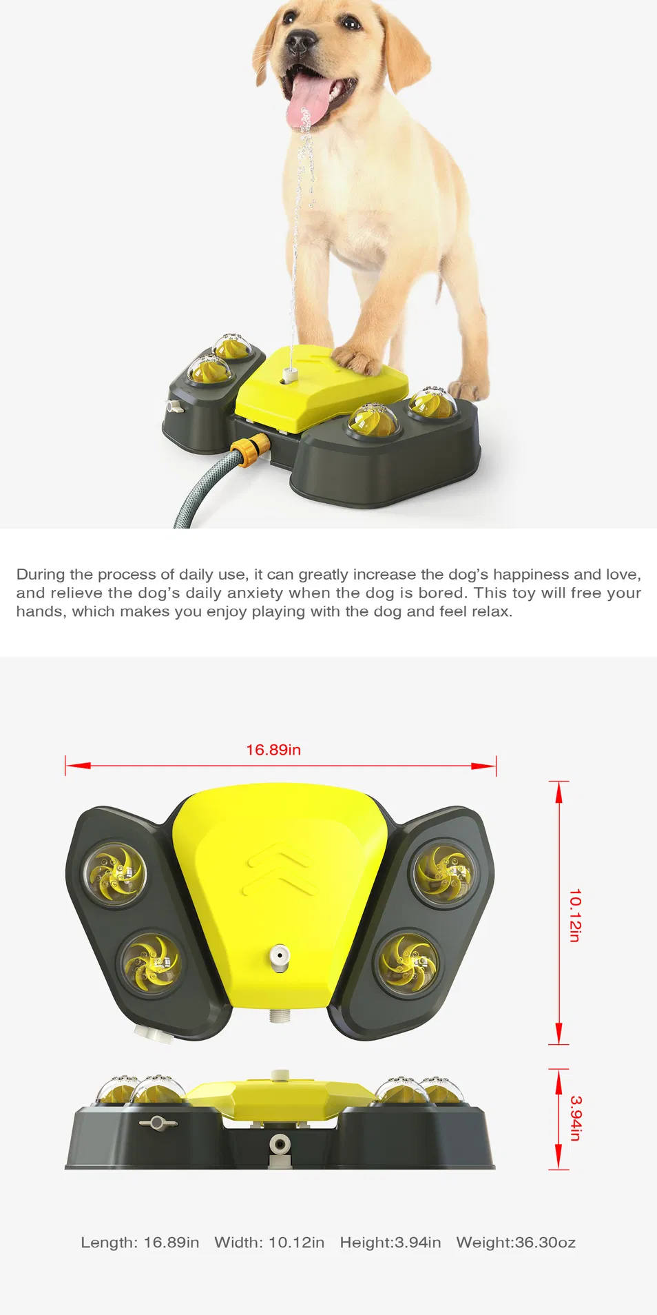 Dog Water Fountain Step on Dog Outdoor Water Toy Dispenser Improve Iq