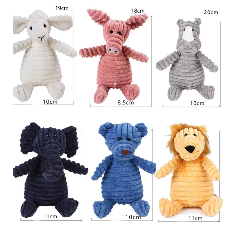 Corduroy Dog Toys Animal Shape Plush Squeaky Chew Toy 4