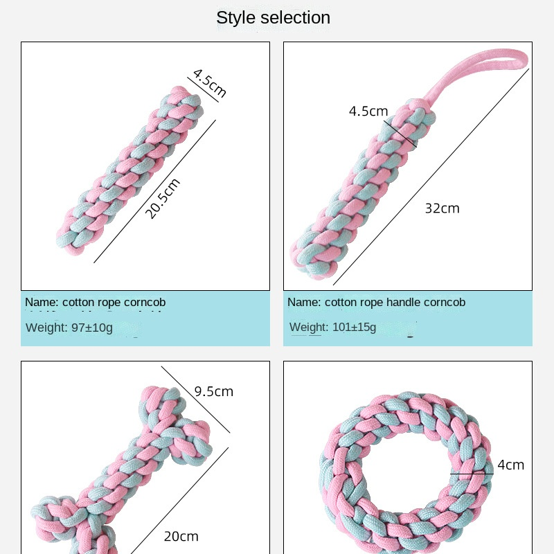 Candy-Colored Teething Stick Set Woven Cotton Rope Dog Toy Pet Supplies