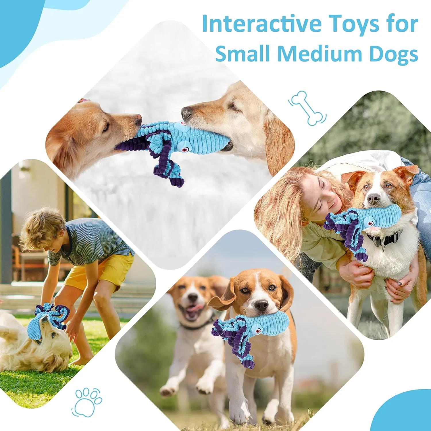 Octopus Plush Squeaky Dog Stuffed Chew Toy for Small Medium Large Dogs