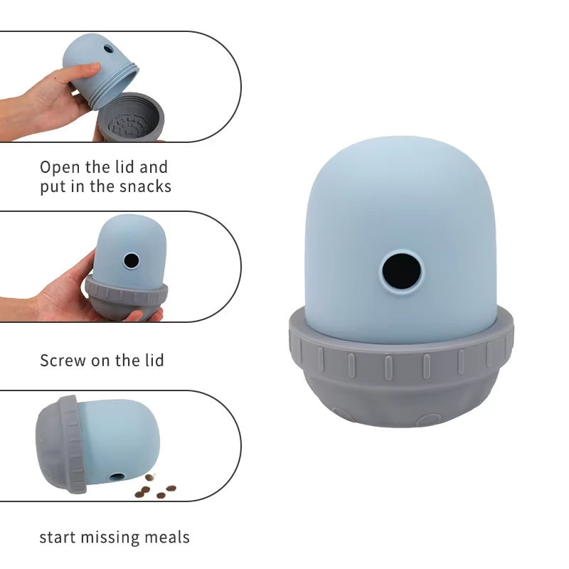 OEM ODM Interactive Silicone Pet Slow Feeder Toy Ball for Treat Dispenser Food Grade Dog Cat Food Puzzle Toy