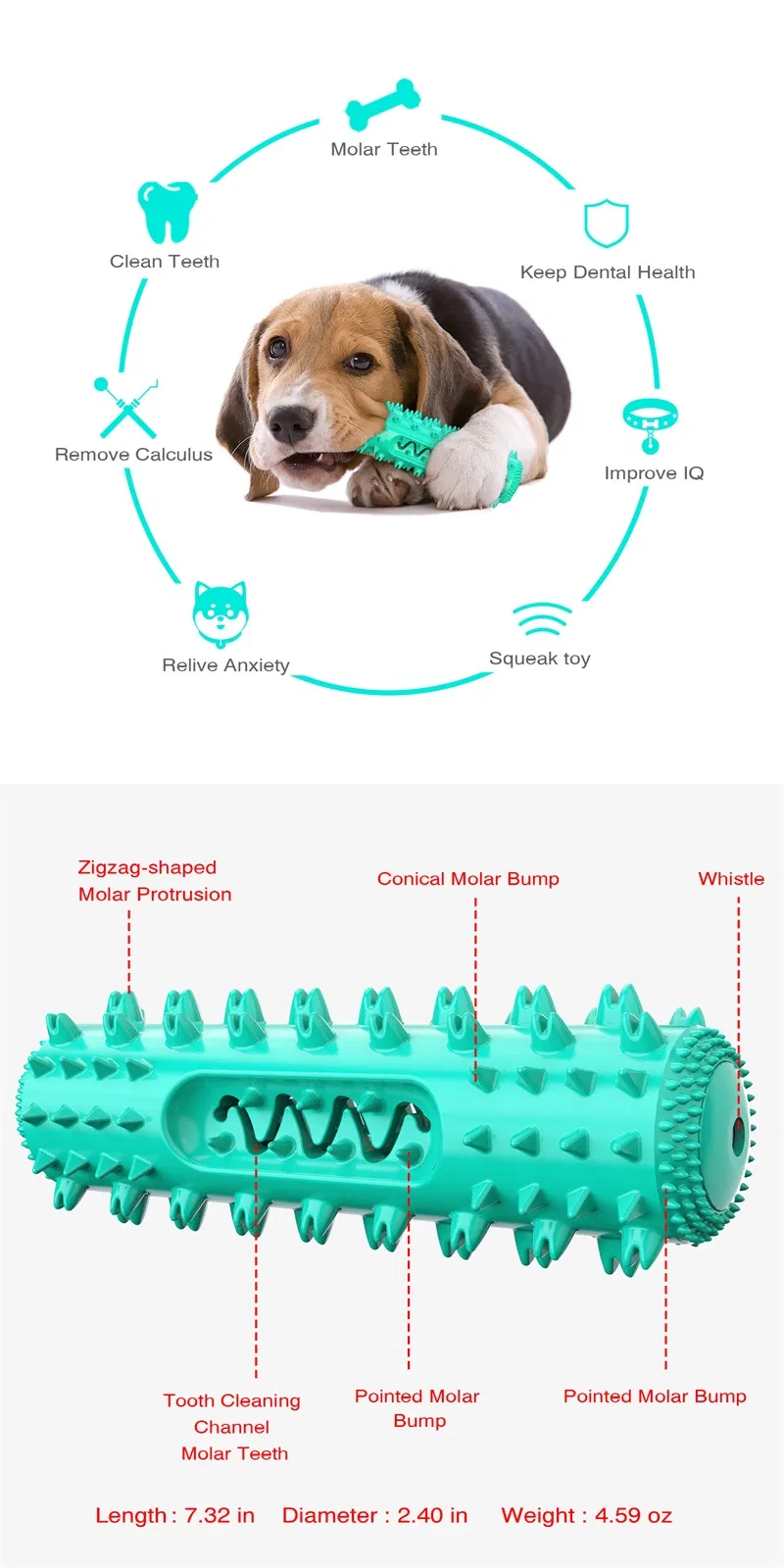 Classic Durable Dog Toothbrush Water Floating Molar Stick Dog Chew Toy Pet Doggy Dental Care Supplies