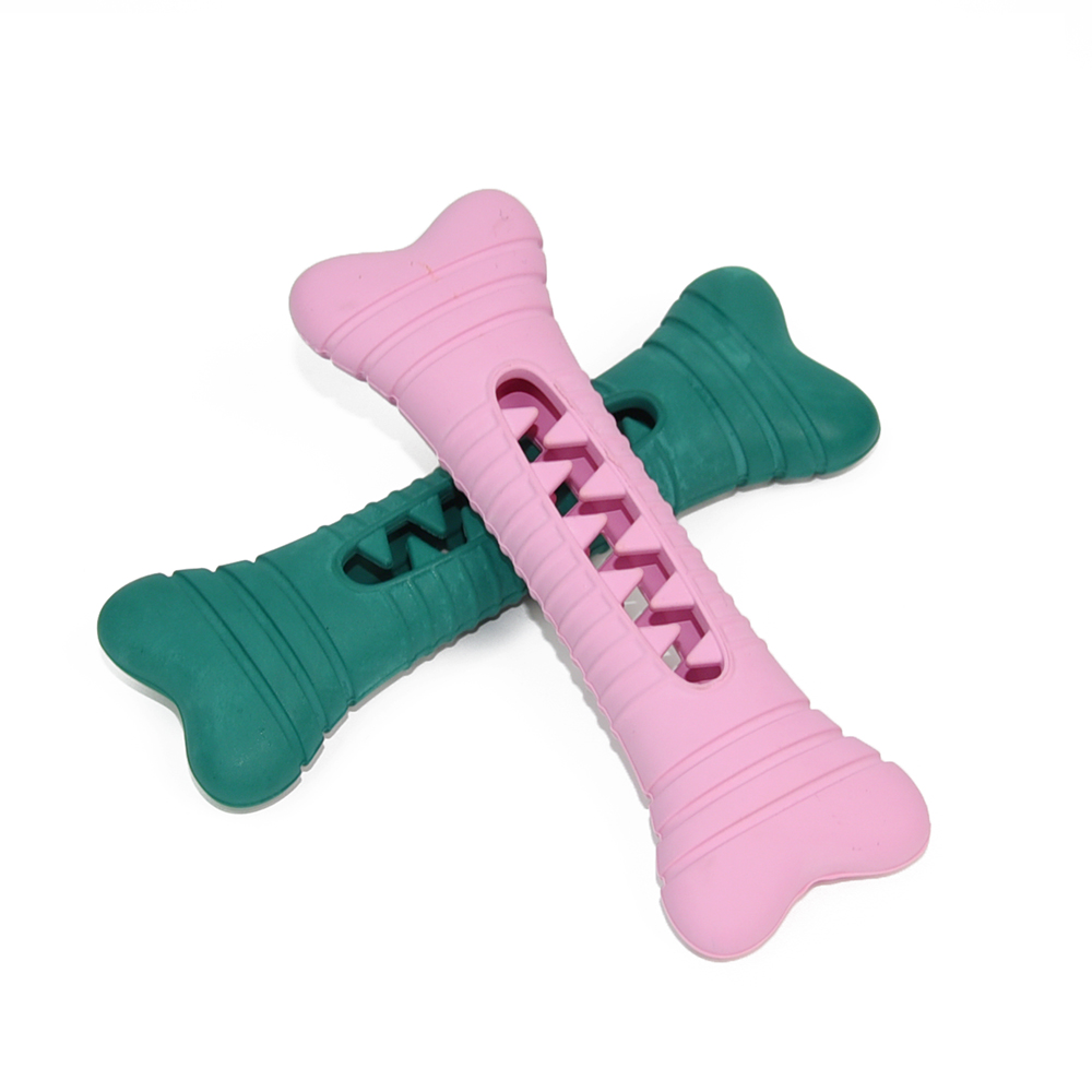 New Durable Rubber Leakage Dog Pet Toy Bone Interactive Treat Slow Feeder Tooth Cleaning Dog Chew Toys for Aggressive Chewers