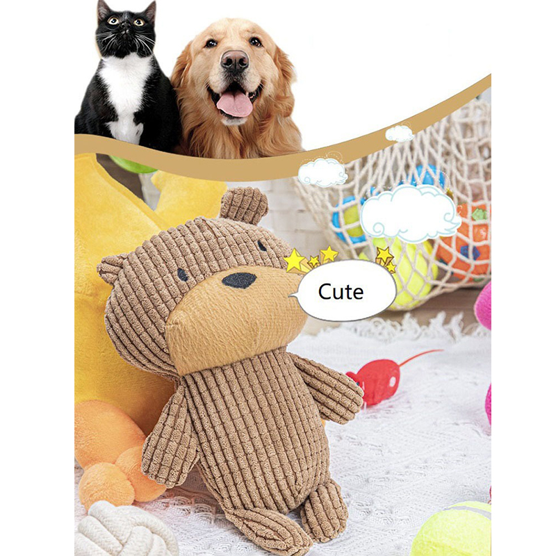 High Quality Durable Cute Cartoon Eco-Friendly Plush Dog Chew Toys French Bulldog Teething Relief Training Boredom Relief Sound