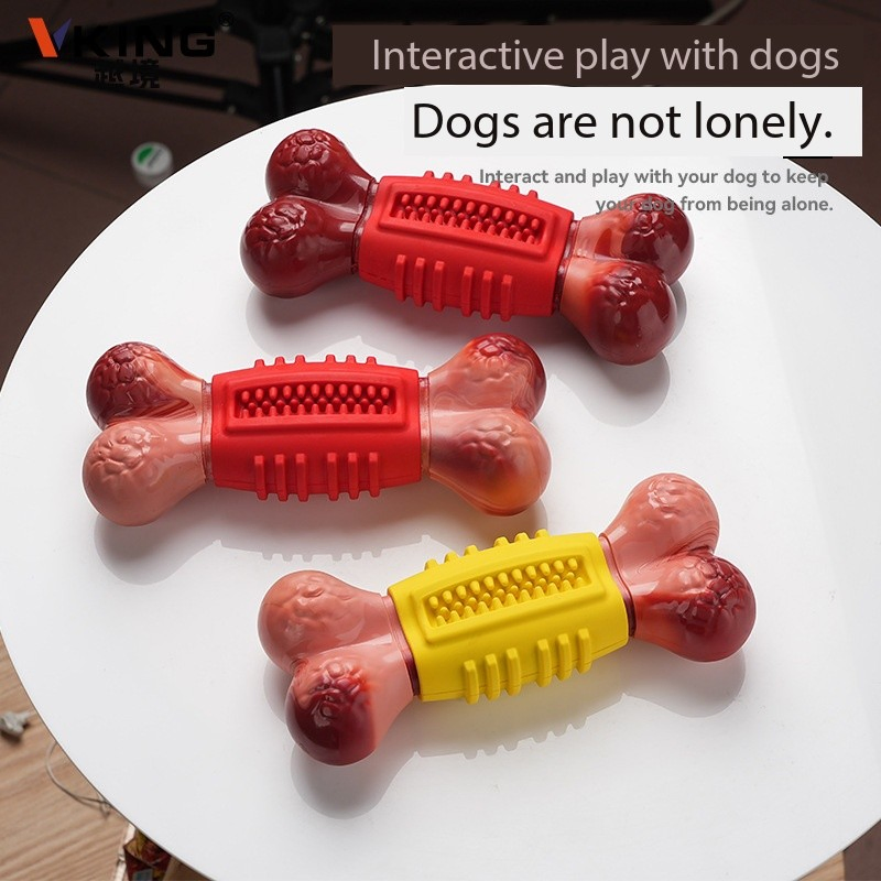 Rubber Dog Toy - Dental Dog Toy for Teeth &amp; Gum Health - Durable Dog Chew Toy - Hard Rubber Bone for Dogs - Fillable Toy for Dispensing Treats - Medium Dogs