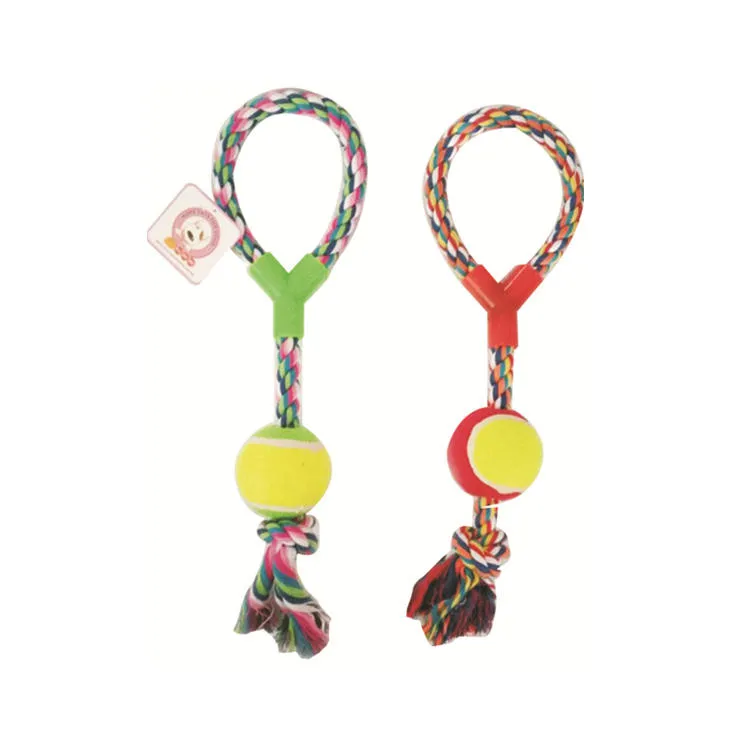 Wholesale Puppy Chew Teeth Cleaning Pet Playing Ball Cotton Dog Rope Ball Toy