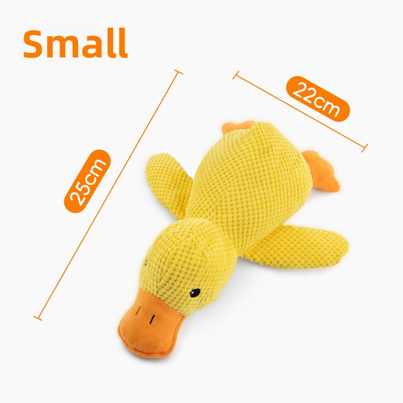 Yellow Plush Luxury Dog Chew Toy Eco-Friendly Squeaky Duck Sleeping Figure Durable Cotton PP Classic Cartoon Animal Print