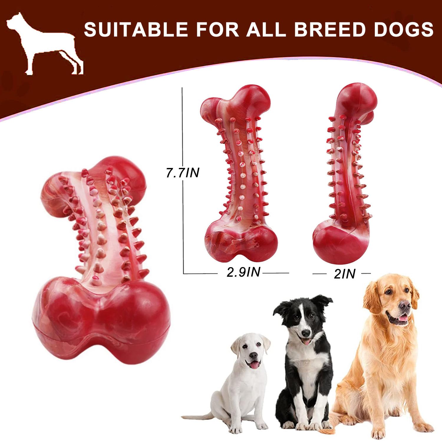 Dog Chew Bones for Aggressive Chewers Large Breed Real Beef Flavor Durable Dog Chew Toys Nearly Indestructible Tough Dog Toys