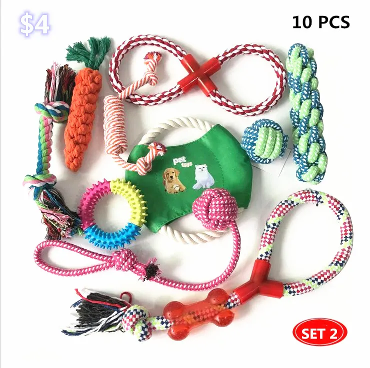 Pack Puppy Cotton Durable Dog Rope Chew Toy Set Pet Toys Set