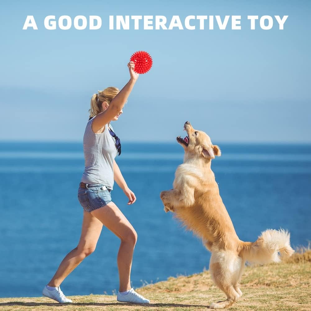 Hot Seller Large 11cm TPR Dog Chew Toy Indestructible Spike Squeaky Ball Durable Hard Rubber for Teeth Cleaning