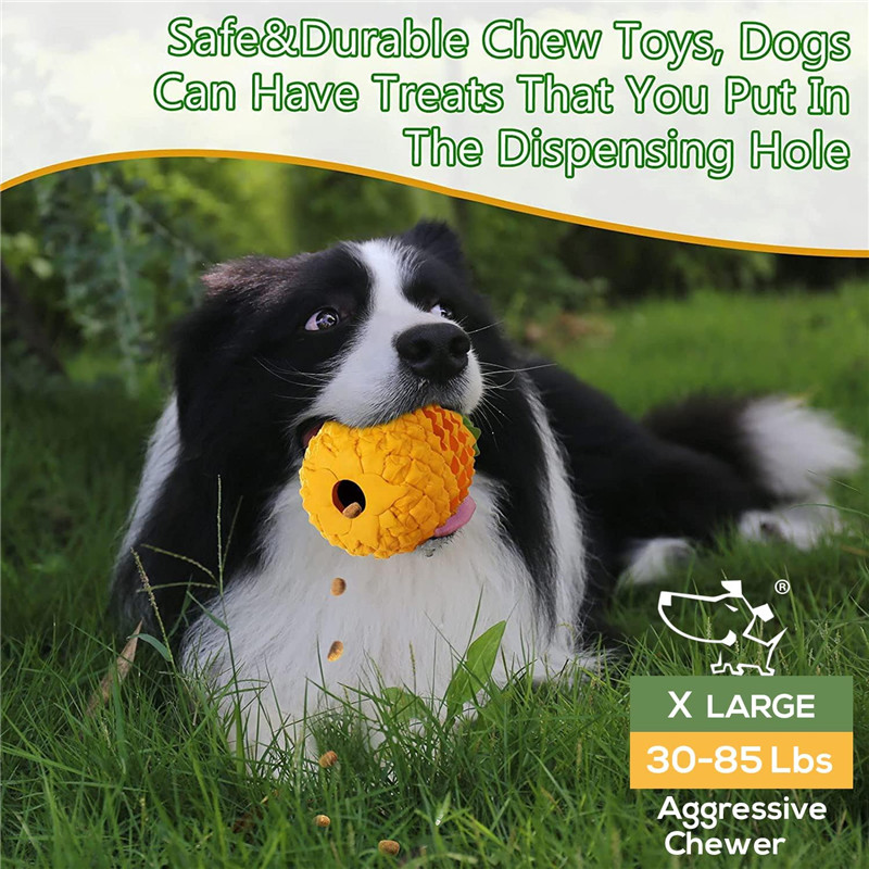 Pineapple Shape Indestructible Dog Chew Toys Durable Rubber Dog Toys for Aggressive Chewers