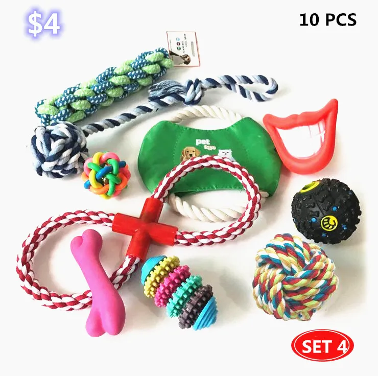 Pack Puppy Cotton Durable Dog Rope Chew Toy Set Pet Toys Set