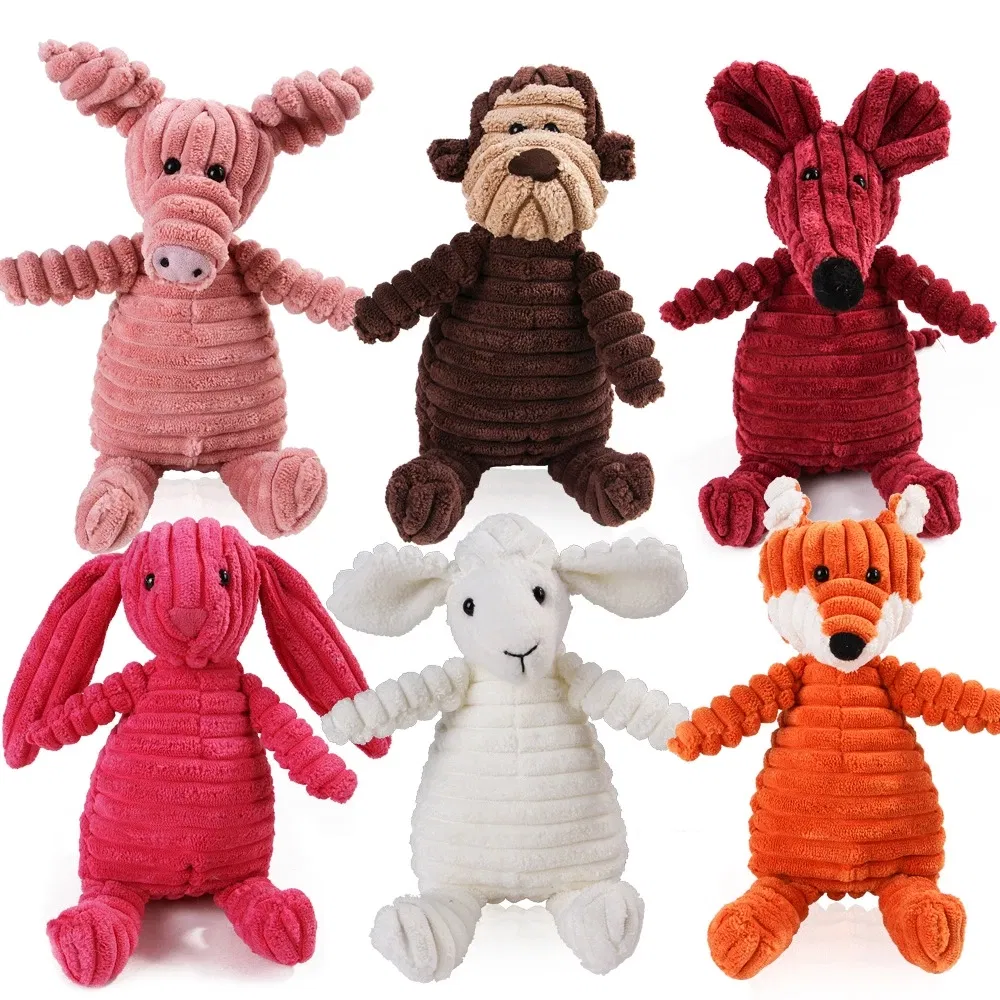 Corduroy Dog Toys Animal Shape Plush Squeaky Chew Toy 5