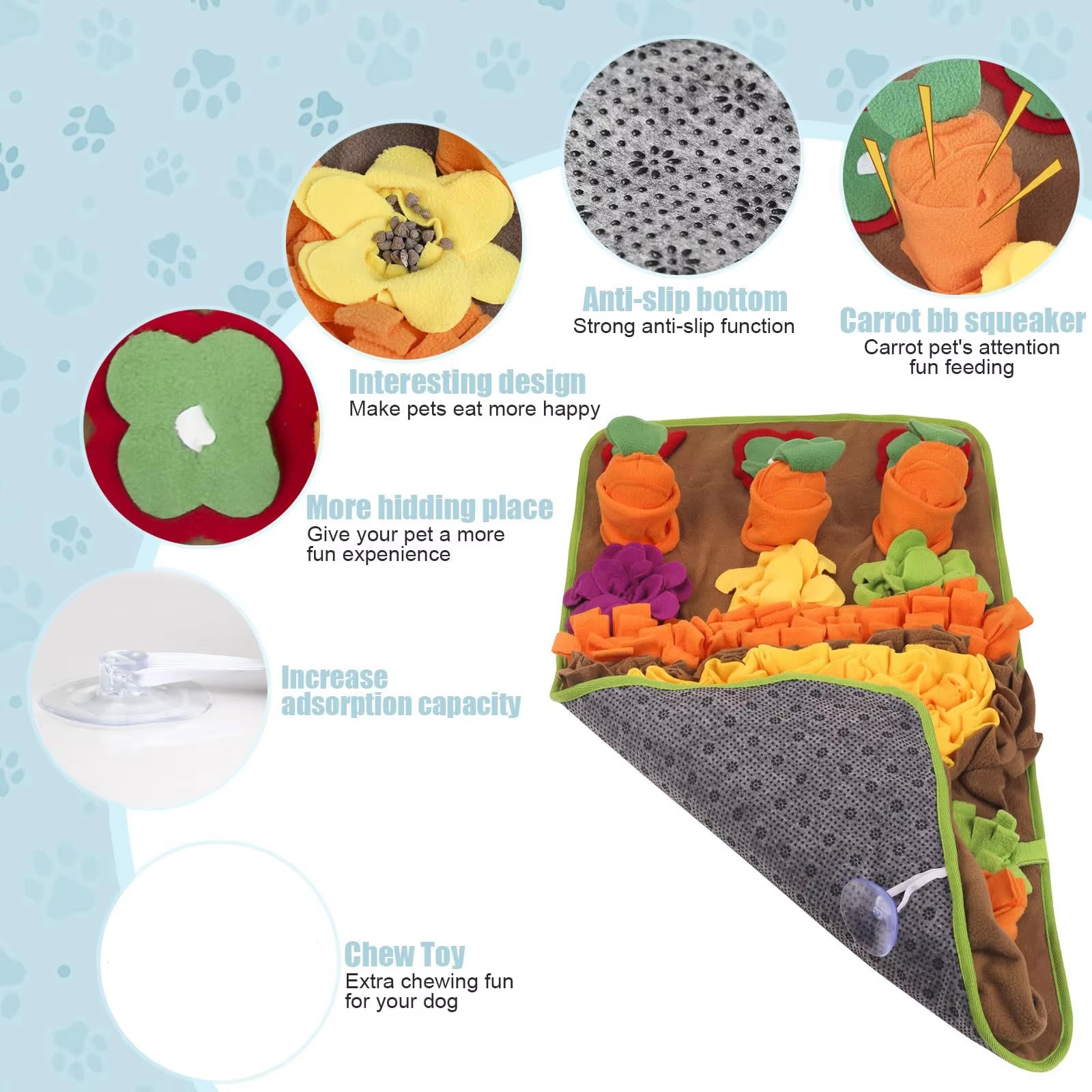 Pet Dog Snuffle Mat for Large Dogs Pet Feeding Cat Sniffing Mat Nosework Training Puzzle Toys