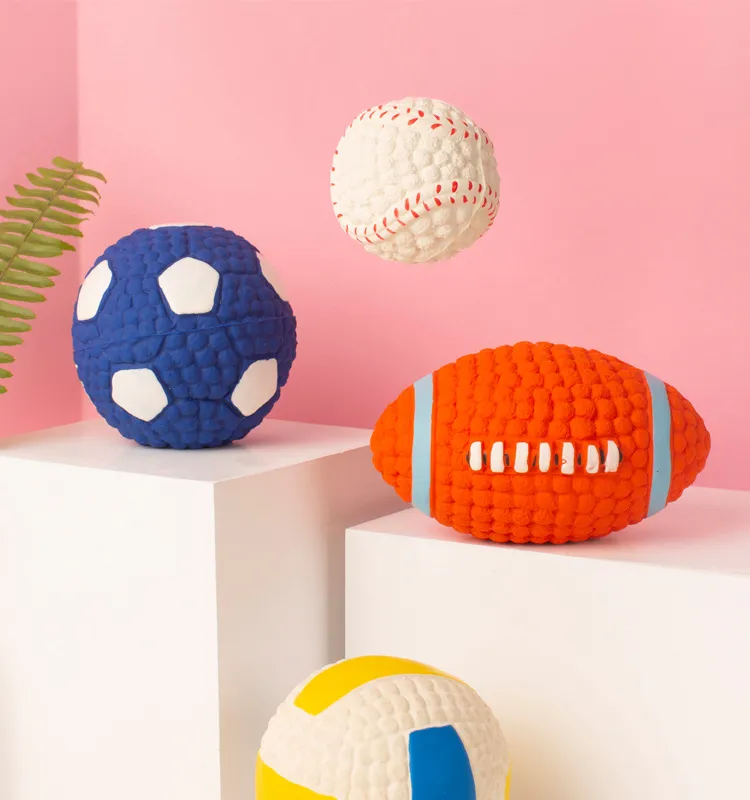 Latex Non-Toxic Rubber Pet Toys Ball Squeaky Dog Chewy Sounds Maker Toys