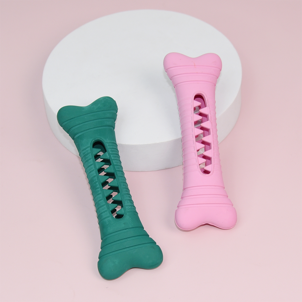 New Durable Rubber Leakage Dog Pet Toy Bone Interactive Treat Slow Feeder Tooth Cleaning Dog Chew Toys for Aggressive Chewers