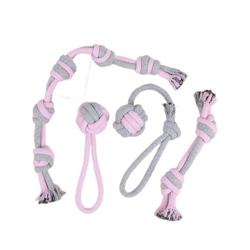 Interactive Cotton Dog Toy Large &amp; Small Dogs' Durable Chew &amp; Tug Set Cartoon Stick Design Plush &amp; Rubber Playing Gift