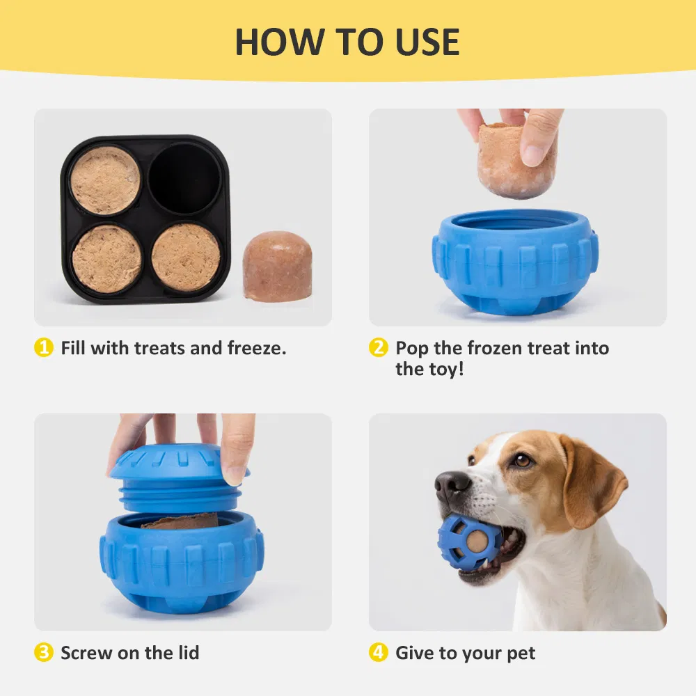 Natural Rubber Dog Chew Toy Ball Durable Cartoon Dog Treat Holes Puzzle Food Dispenser Natural Rubber Dog Toy Ring