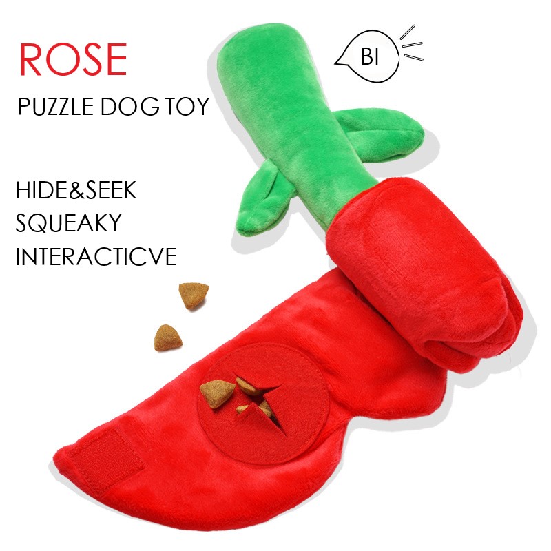 Hot Sale Rose Durable Eco Friendly Hide and Seek Indestructable Interactive Squeaky Plush Pet Dog Chew Toys