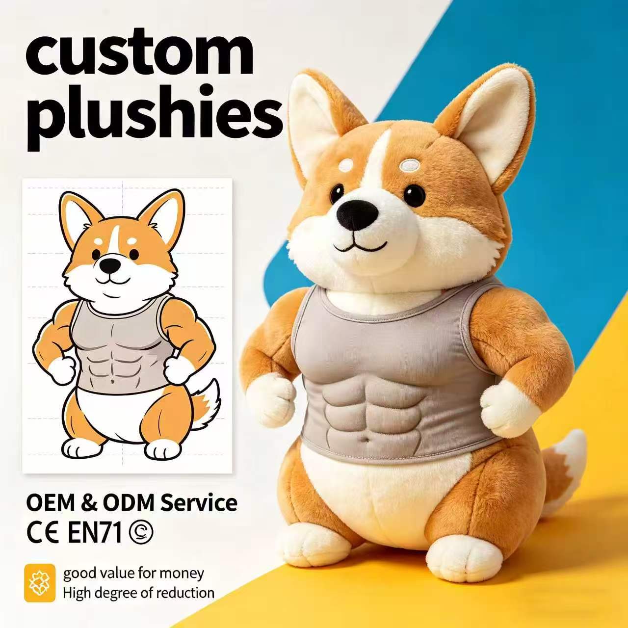 Lazy Relaxed Corgi Plush Doll, Soft Fluffy Short-legged Dog Stuffed Toy Daily Companion Gift Cute Pet Animal Plush Doll