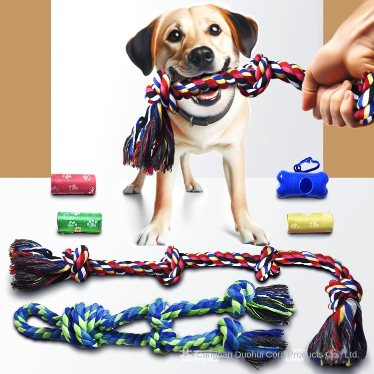 Hot Selling Interactive Medium Large Dog Knot Toys Cotton Relief Boredom Bite Rope Tug-of-War Molars for Pets Cross-Border