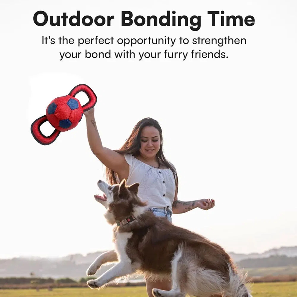 Durable Oxford Soccer Ball Dog Toy Interactive Tug Chew Toy with Two Handles