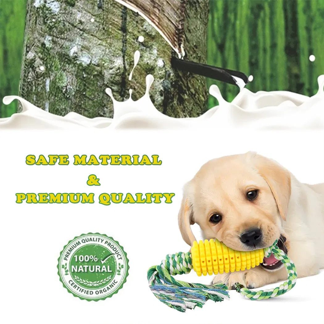 Teeth Clean TPR Corn Knot Pet Dog Toothbrush Chew Toys with Rope
