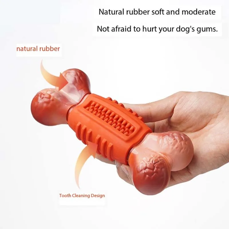 Rubber Dog Toy - Dental Dog Toy for Teeth & Gum Health - Durable Dog Chew Toy - Hard Rubber Bone for Dogs - Fillable Toy for Dispensing Treats - Medium Dogs