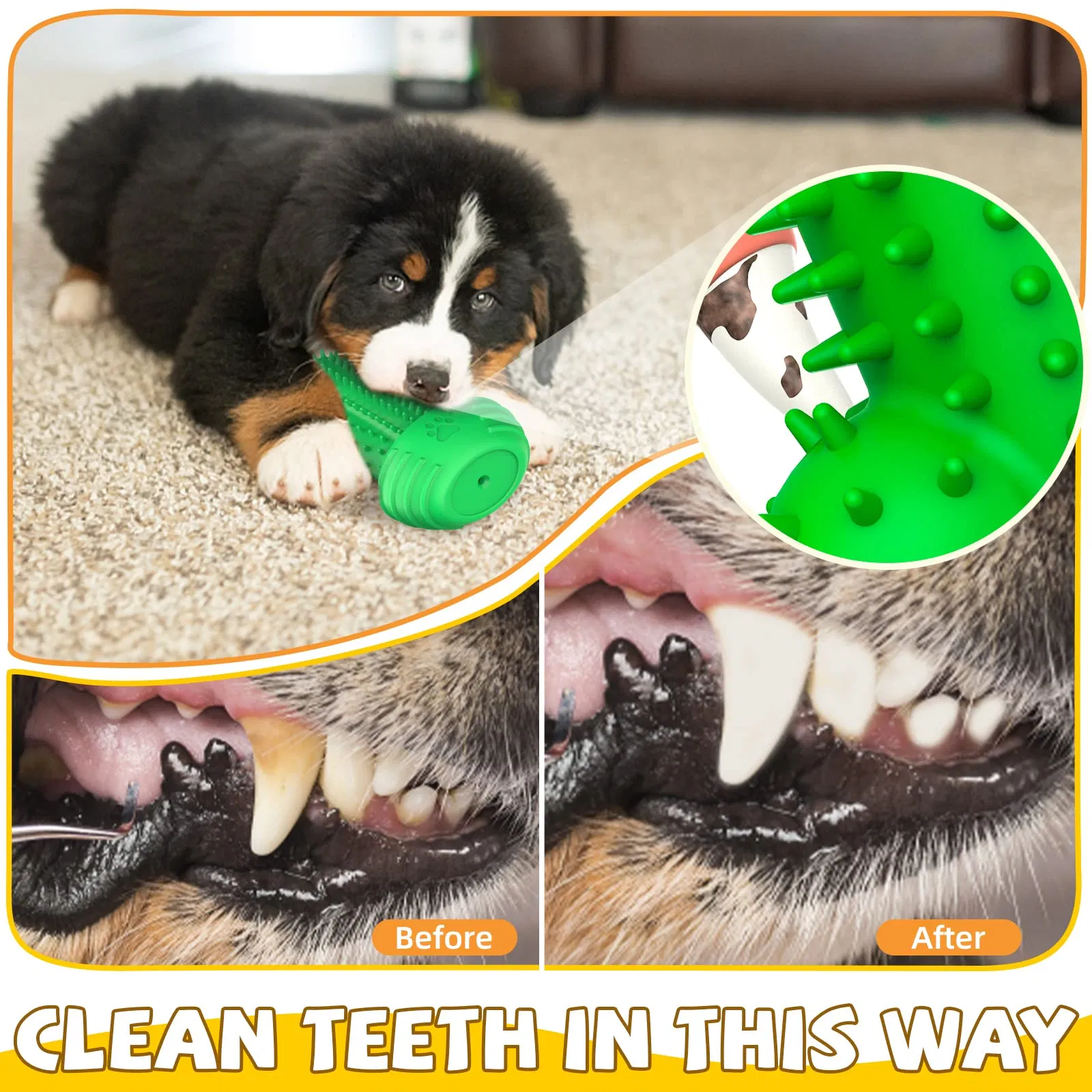 Dog Chew Toys Dog Toothbrush Stick Teeth Cleaning Brush Dental for Medium Large Dog, Puppy Christmas Easter Birthday Gifts, Outdoor Squeaky Toys for Aggressive