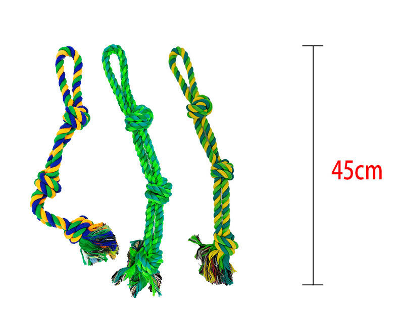 Aggressive Chewer Tug Dog Rope Toy Cotton Rope 3-Section Double Strand Indestructible Large Dog Toy