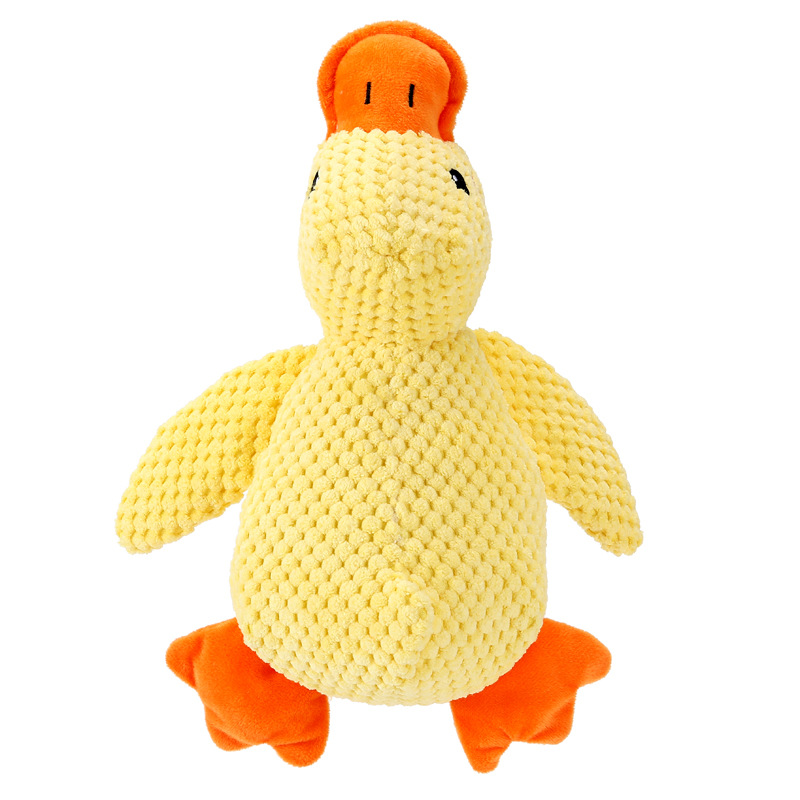 Eco-Friendly Little Yellow Duck Dog Toy Squeaky Plush Doll Companion Chew-Resistant Pet Toy for Big Dogs