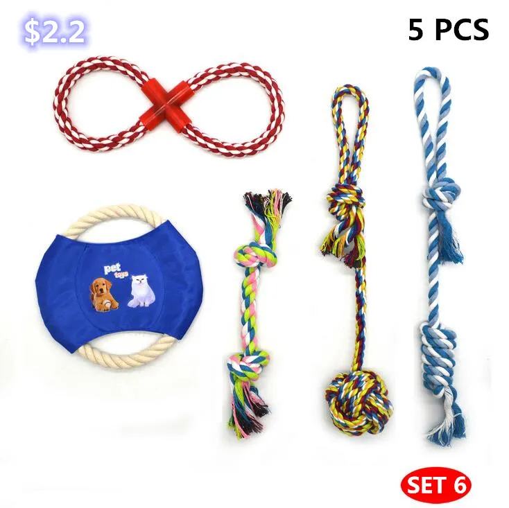 Pack Puppy Cotton Durable Dog Rope Chew Toy Set Pet Toys Set