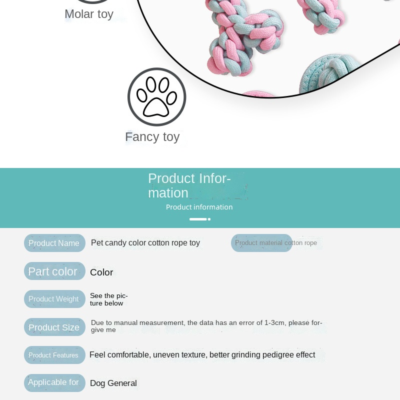 Candy-Colored Teething Stick Set Woven Cotton Rope Dog Toy Pet Supplies