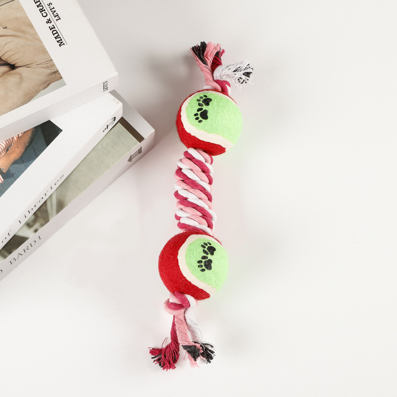 Factory Custom Logo Pet Dog Chew Toys Interactive Dumbbell-shaped Rope Ball Dog Teething Toy for Puppy Molar Teeth Cleaning